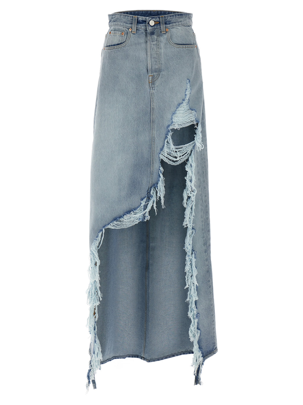 Blue Cotton Mini Skirt