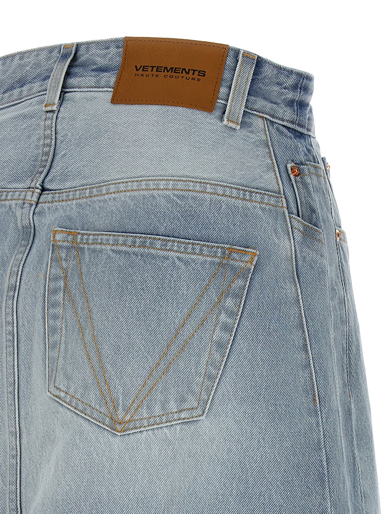 Blue Cotton Mini Skirt