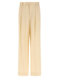 Beige Viscose Casual Pants