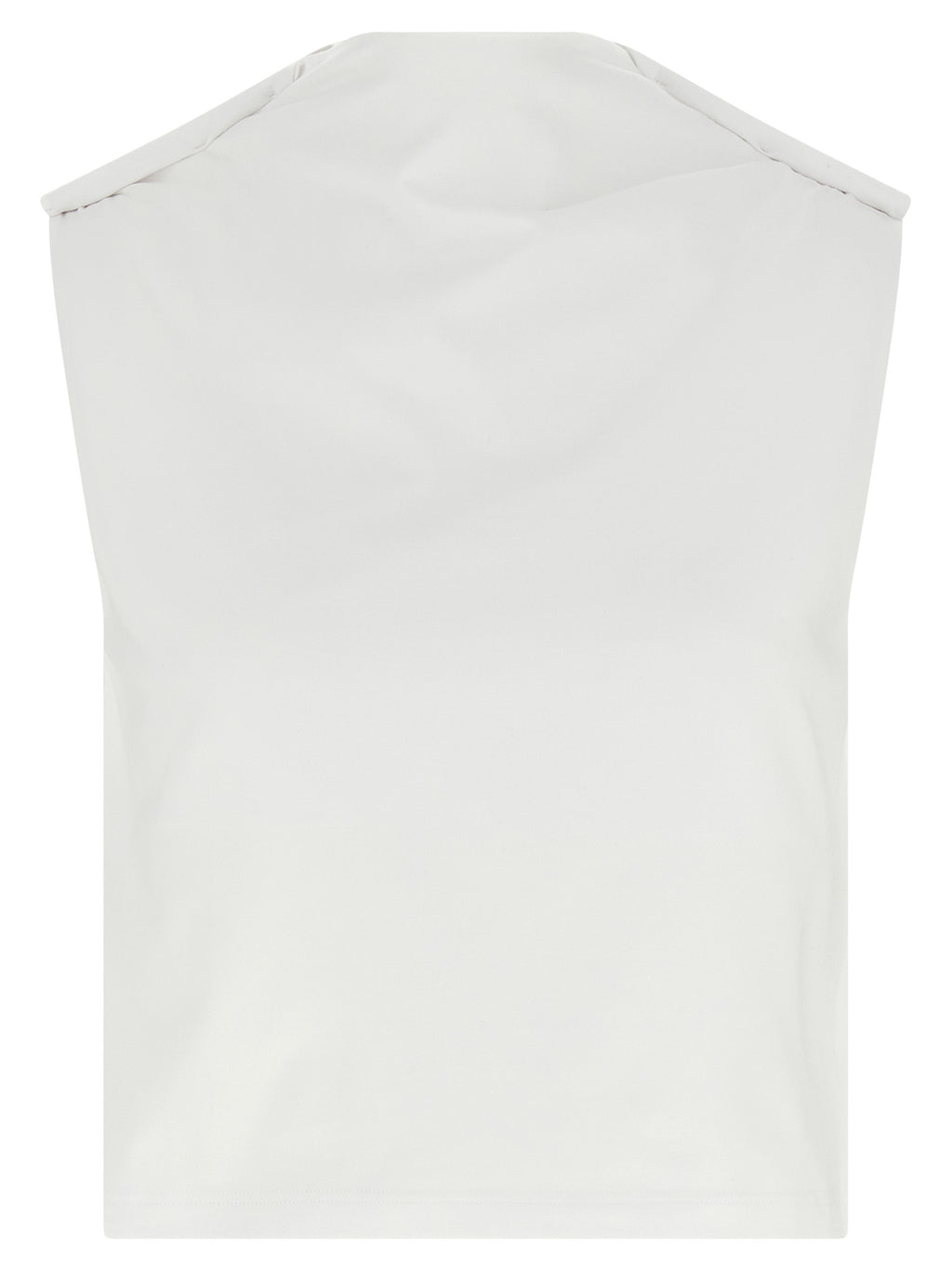 White Cotton Sleeveles T-Shirt