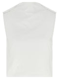 White Cotton Sleeveles T-Shirt