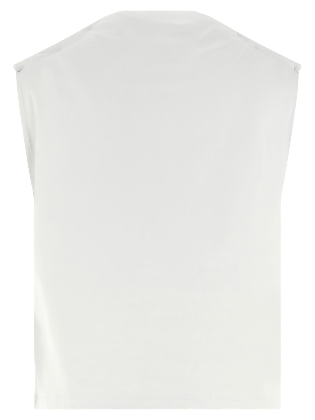 White Cotton Sleeveles T-Shirt