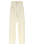Beige Cotton Casual Pants