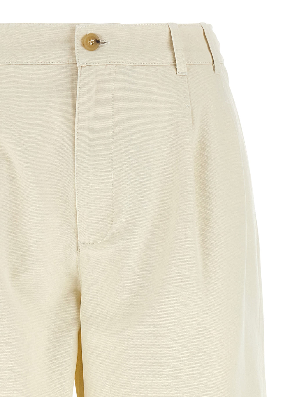 Beige Cotton Casual Pants