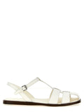 White Lamb Leather Flat Sandals