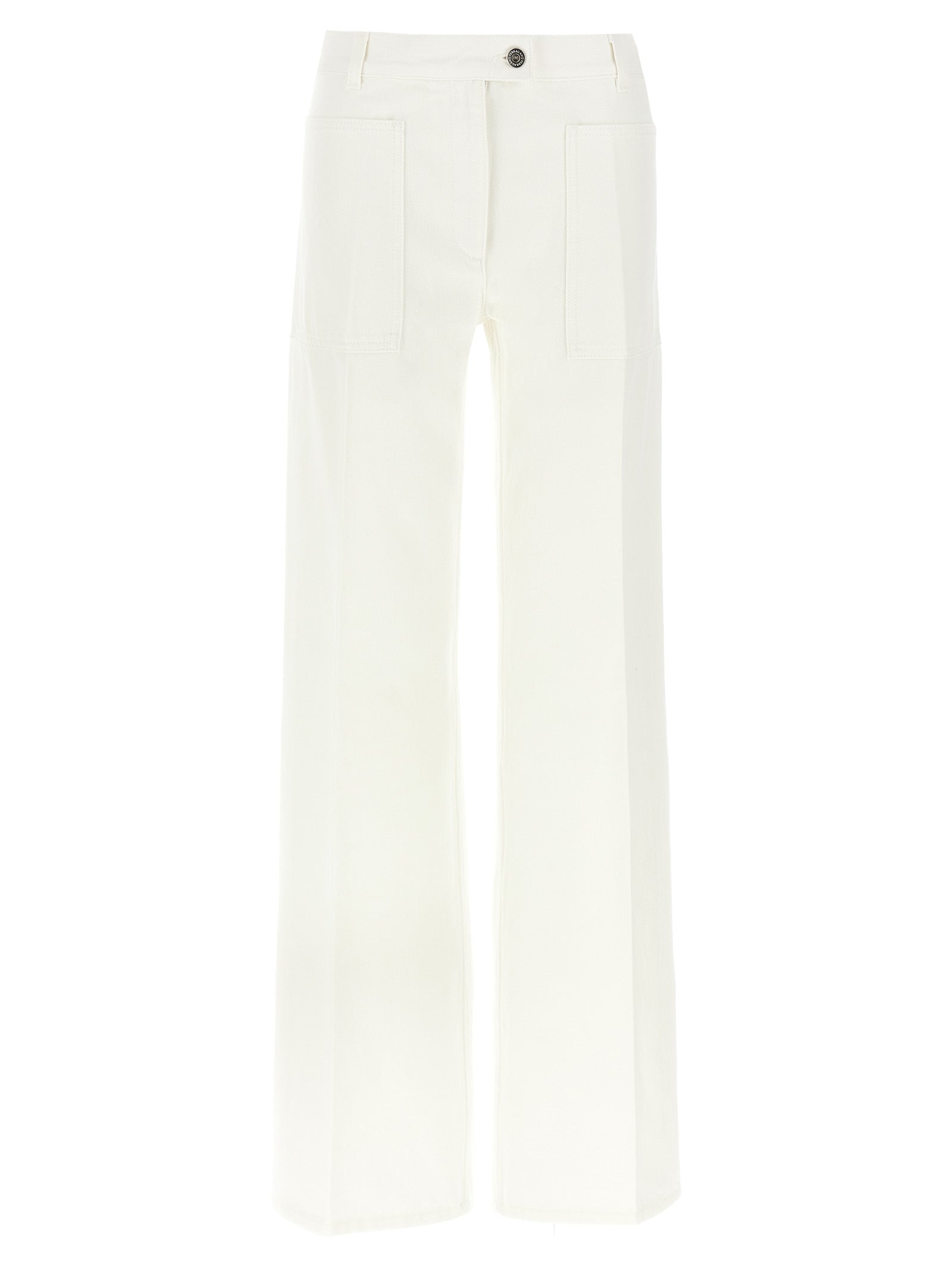 White Cotton Straight-Leg Jeans