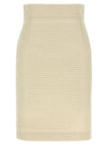 Beige Cotton Midi Skirt