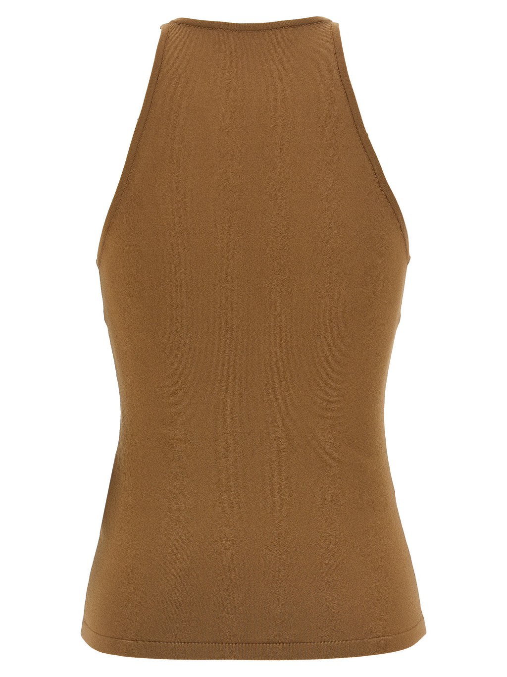 Brown Viscose Sleeveles T-Shirt