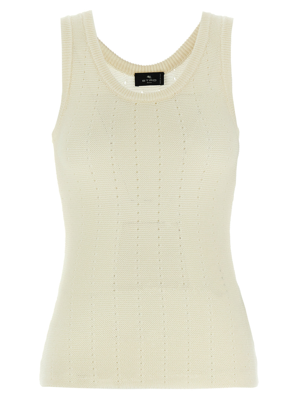 White Silk Sleeveles T-Shirt