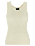 White Silk Sleeveles T-Shirt