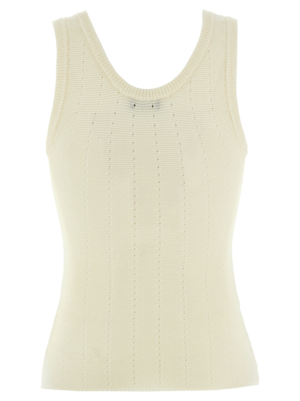 White Silk Sleeveles T-Shirt