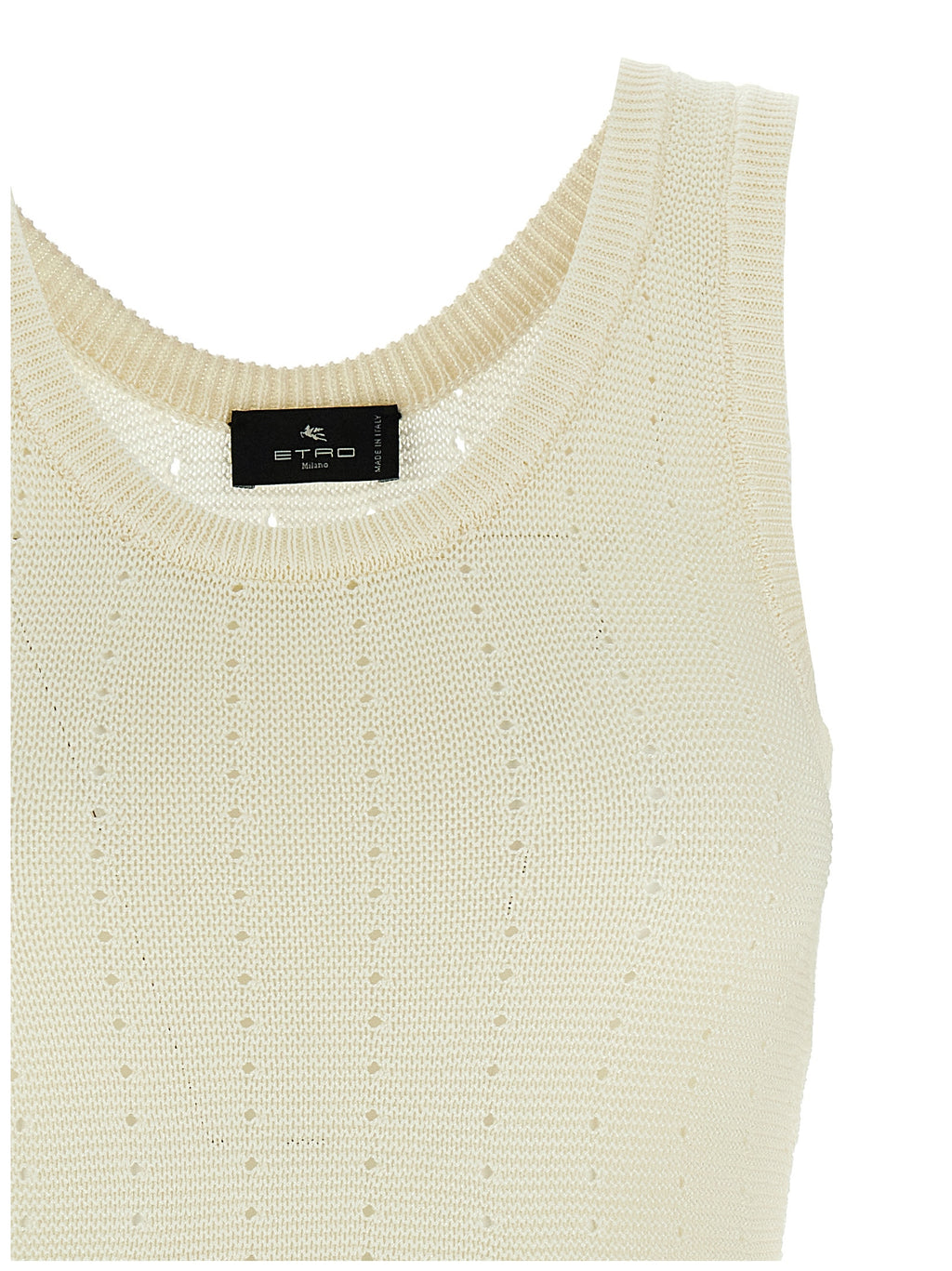 White Silk Sleeveles T-Shirt