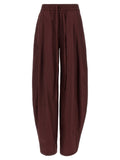 Bordeaux Polyester Casual Pants