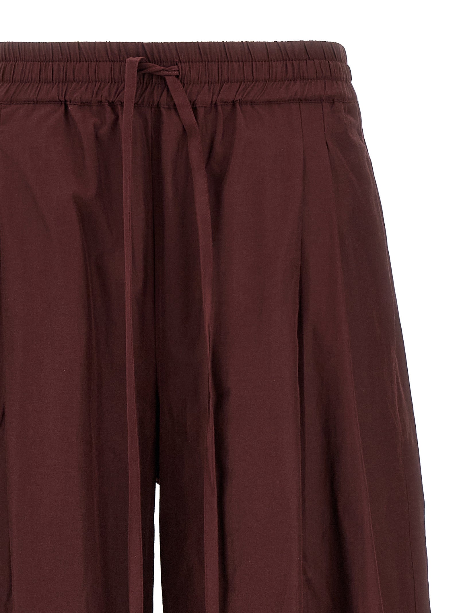 Bordeaux Polyester Casual Pants