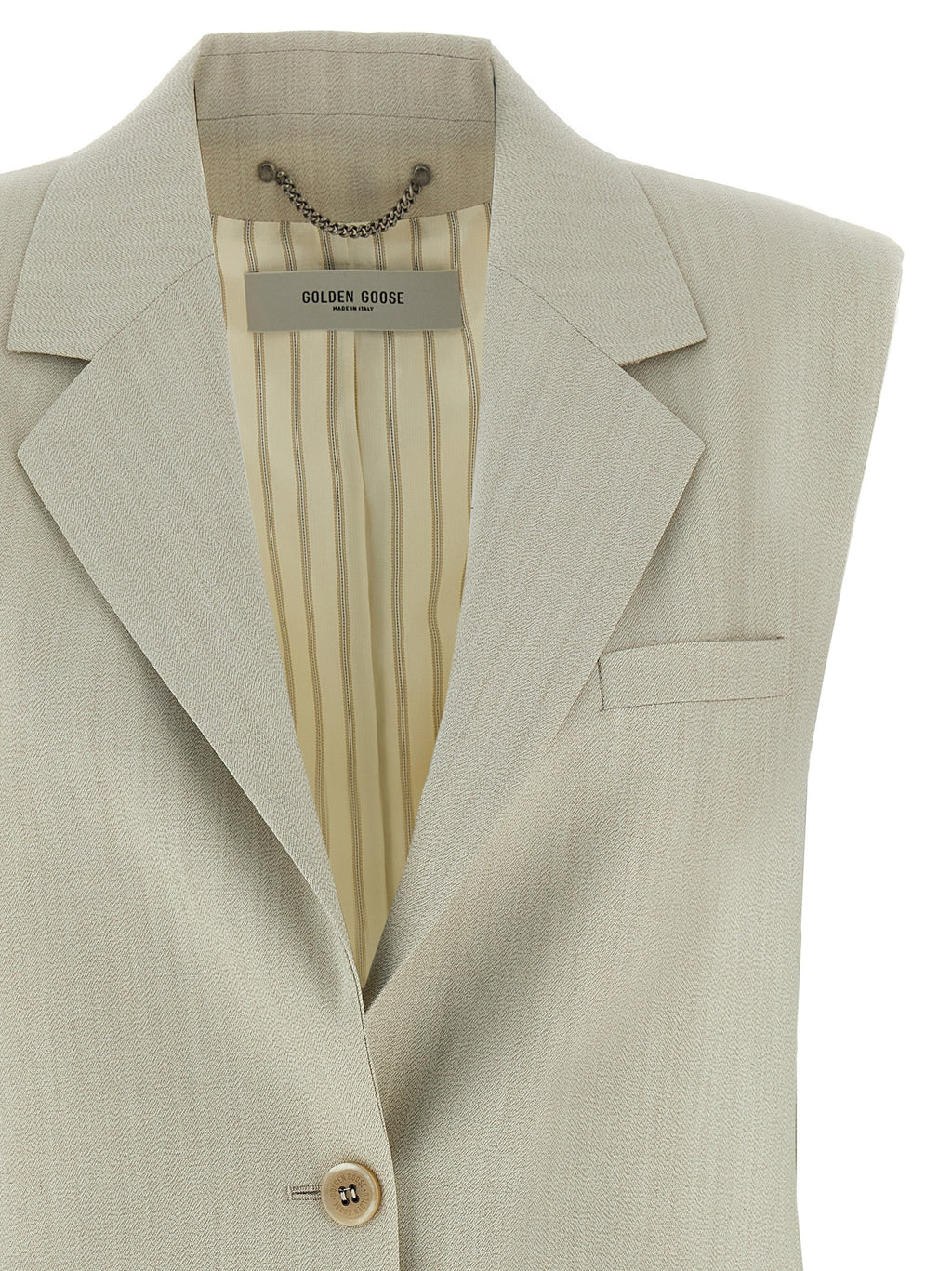 Beige Virgin Wool Sleeveless Jacket