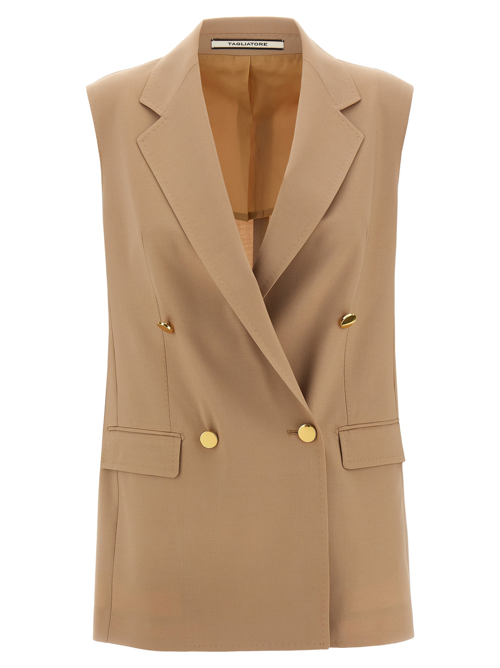 Beige Virgin Wool Sleeveless Jacket