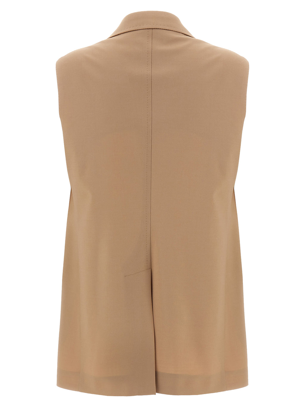 Beige Virgin Wool Sleeveless Jacket