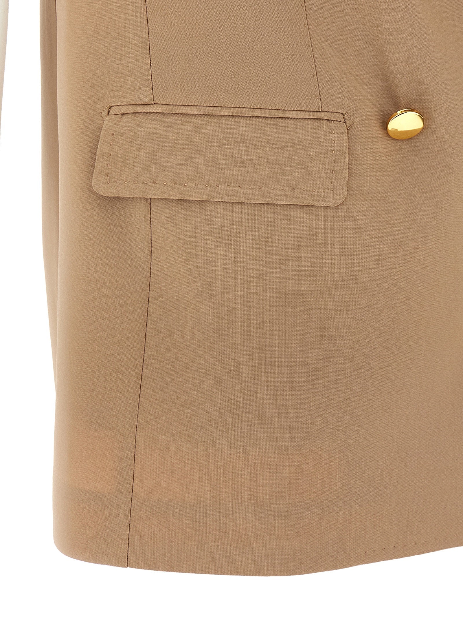 Beige Virgin Wool Sleeveless Jacket