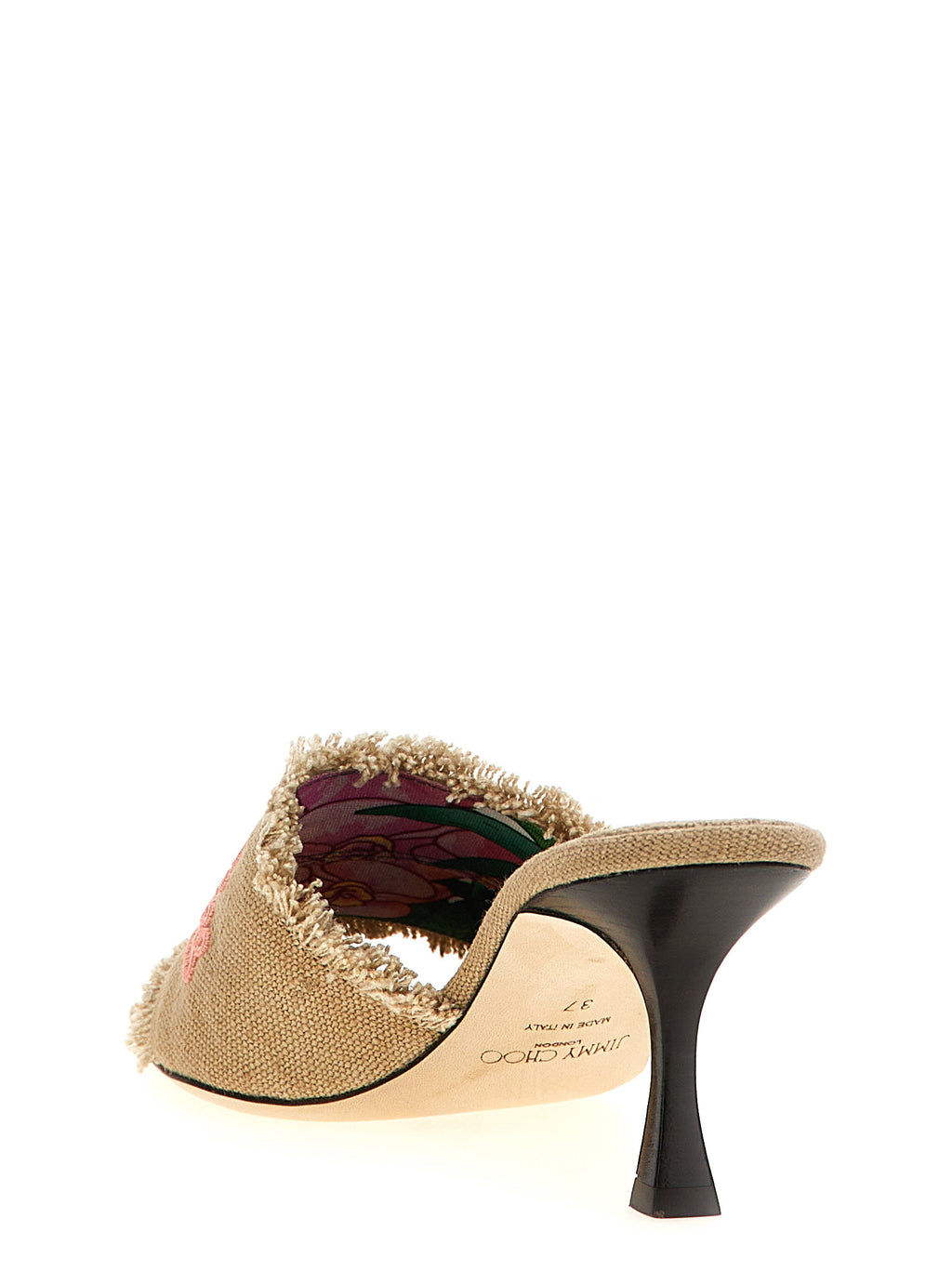 Beige Textile Platform Sandals