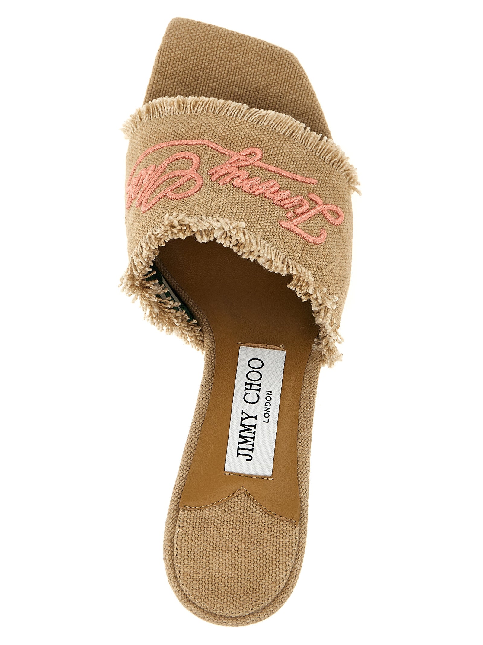 Beige Textile Platform Sandals