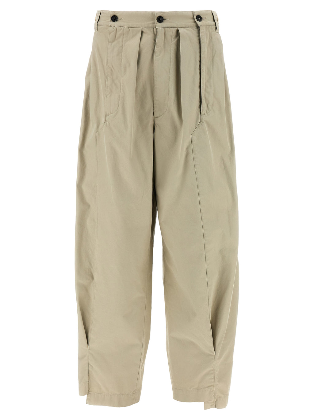 Beige Cotton Casual Pants
