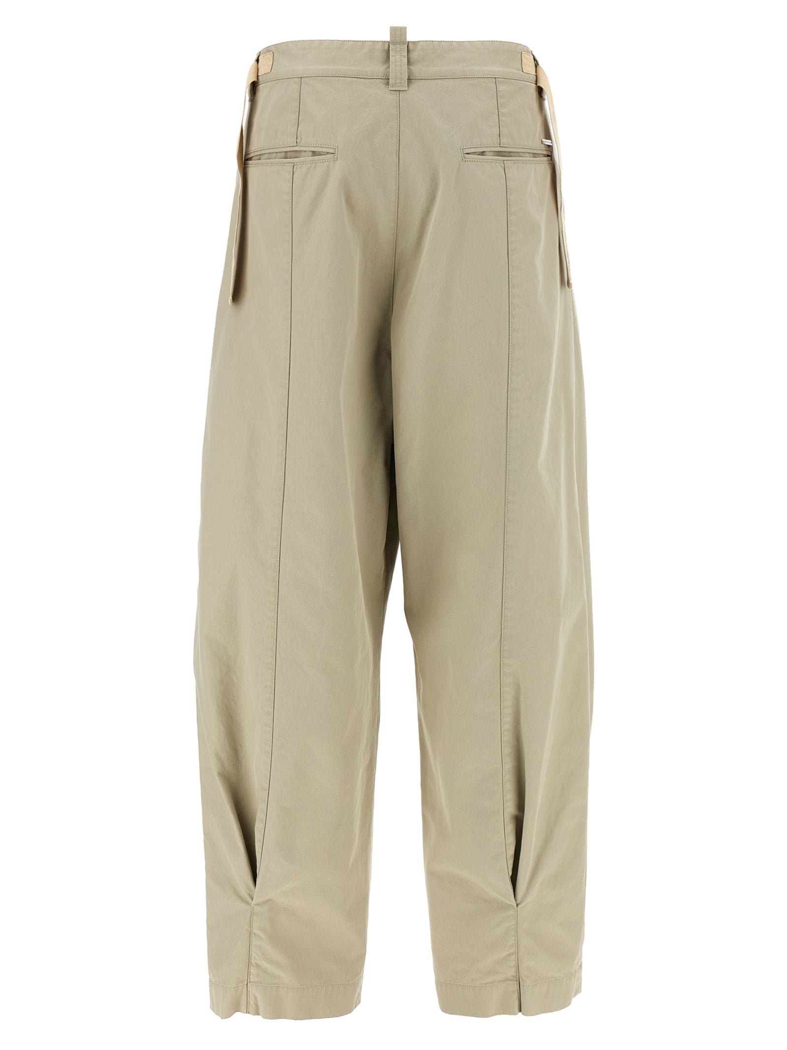 Beige Cotton Casual Pants