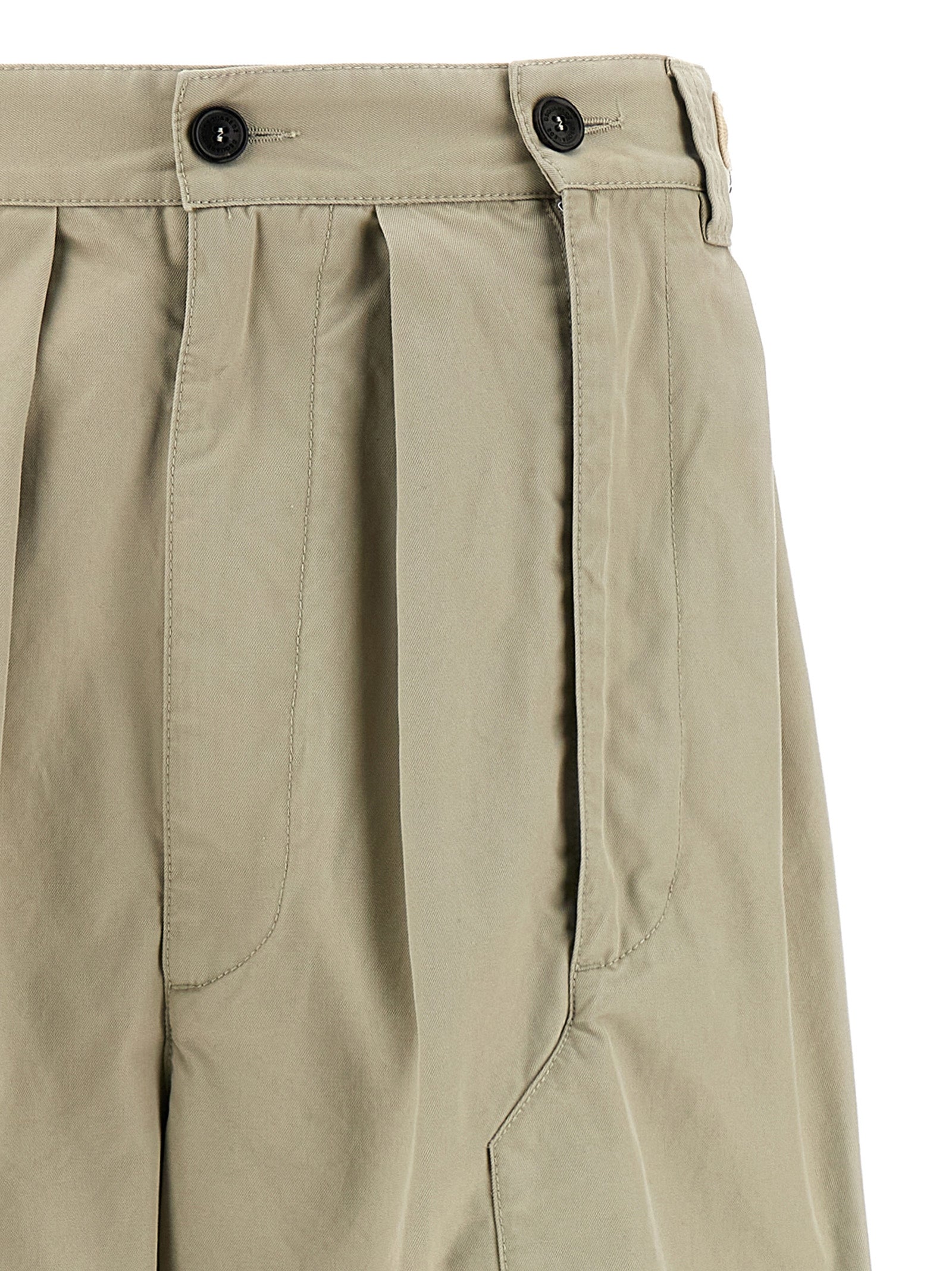 Beige Cotton Casual Pants