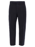 Blue Cotton Casual Pants
