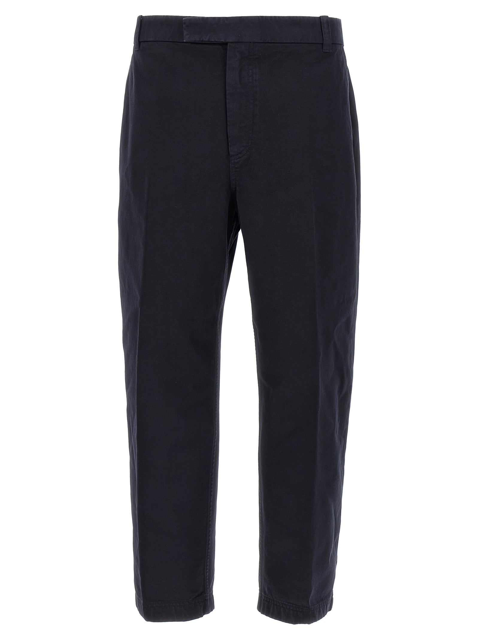 Blue Cotton Casual Pants