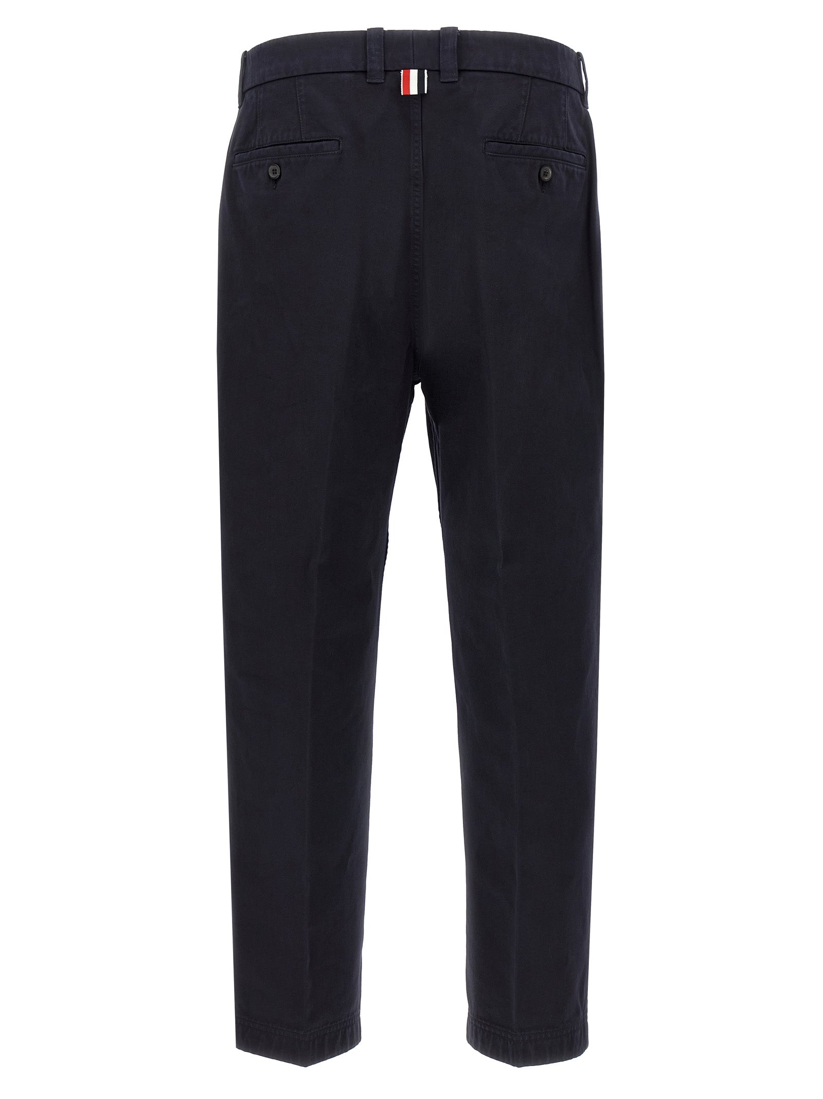 Blue Cotton Casual Pants