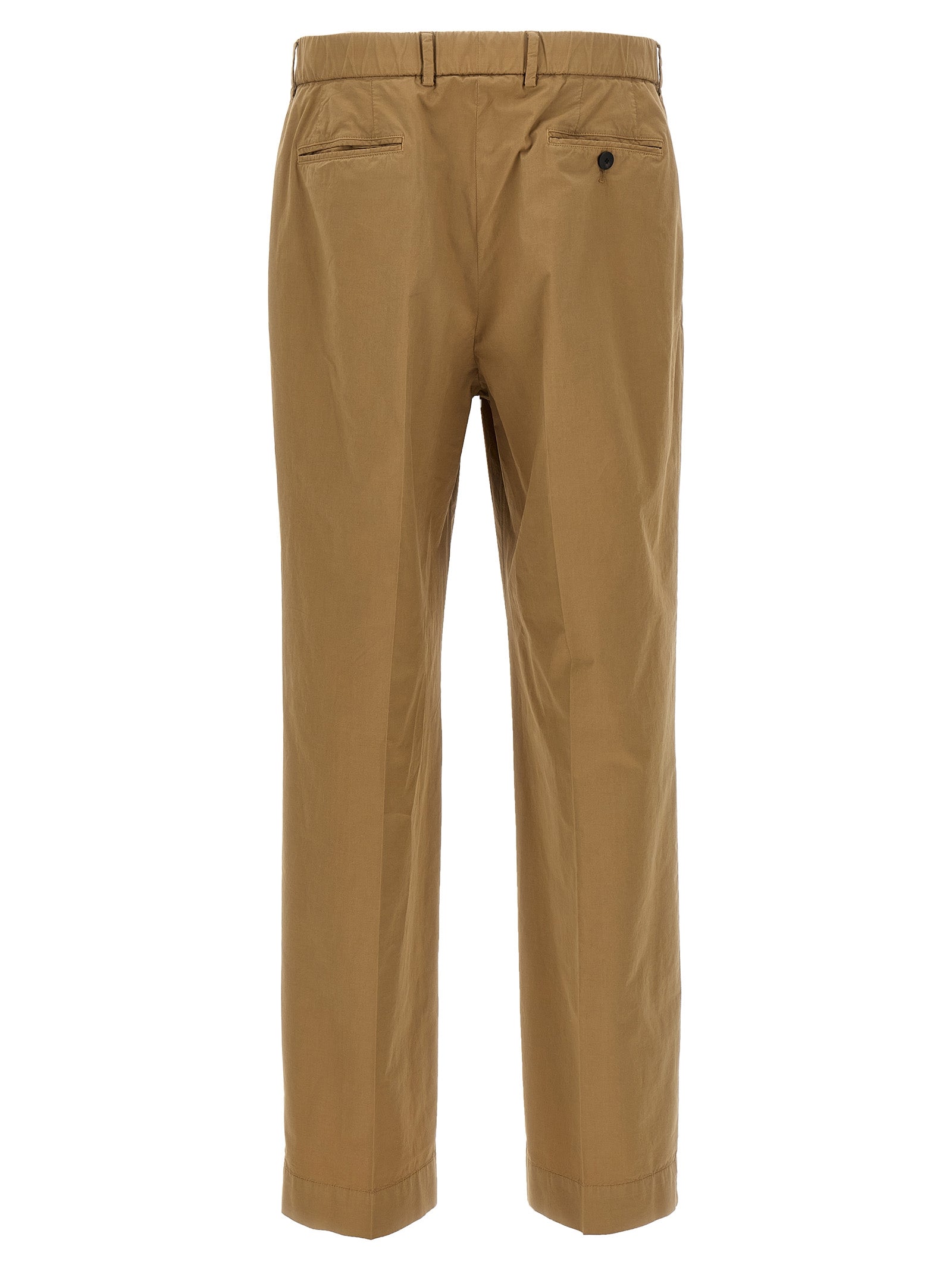 Beige Cotton Casual Pants