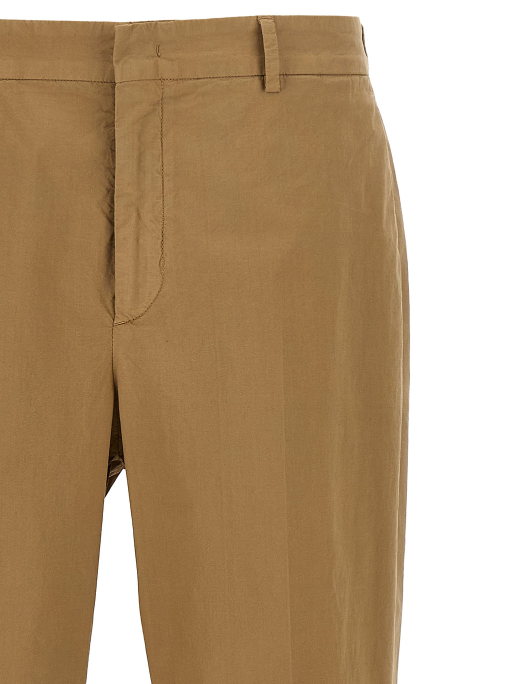 Beige Cotton Casual Pants