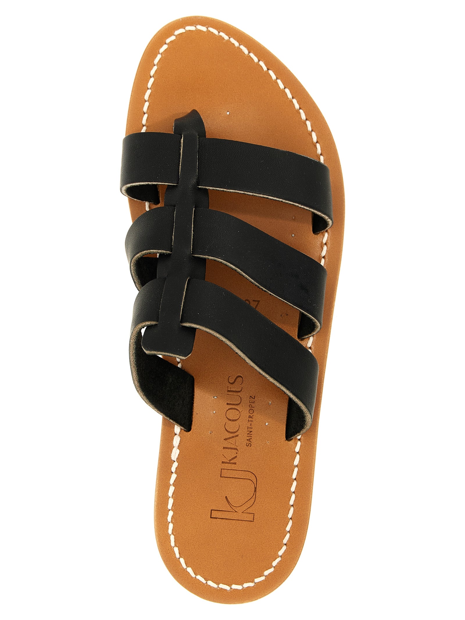 Black Cowhide Slides