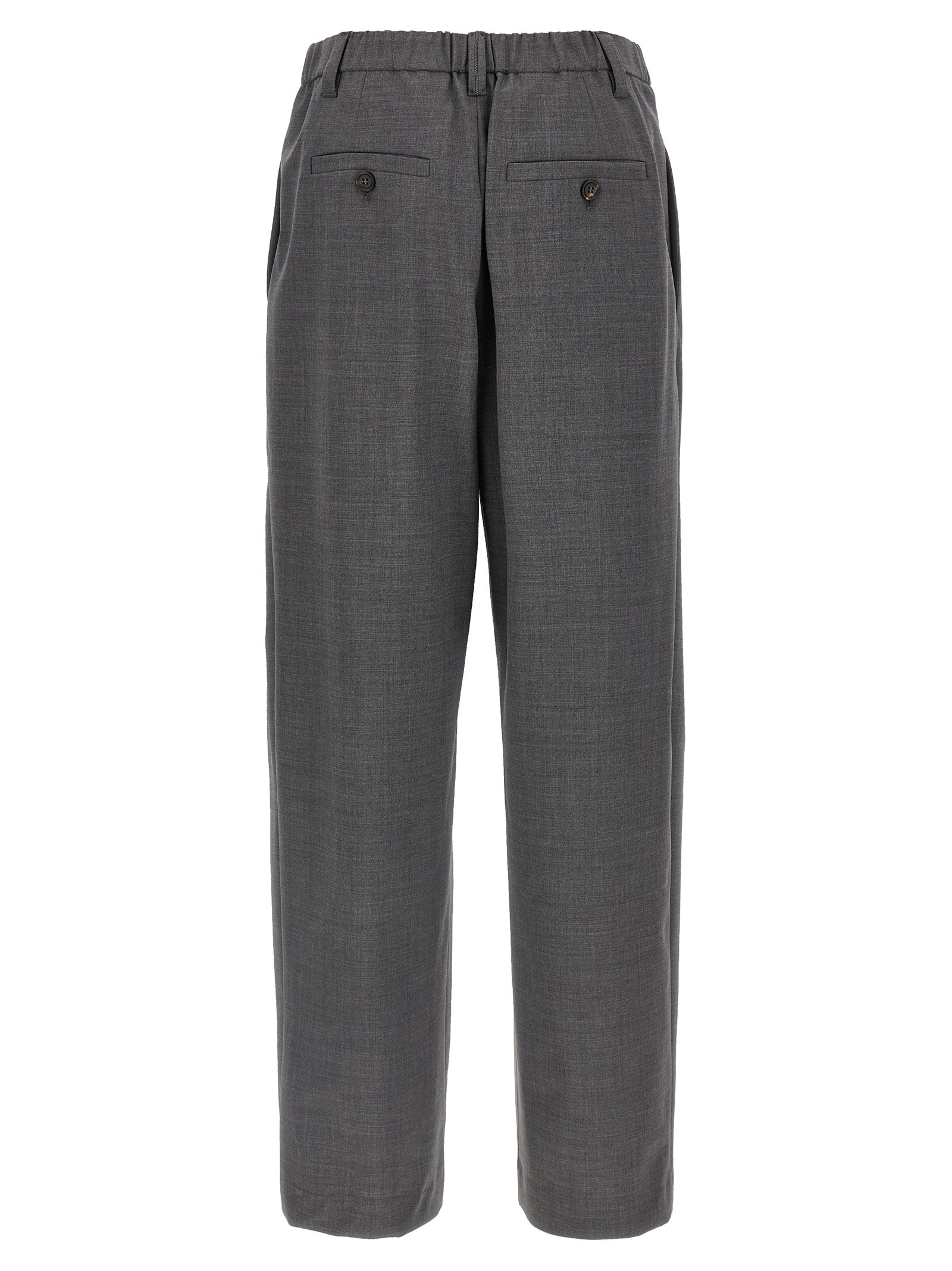 Gray Virgin Wool Casual Pants