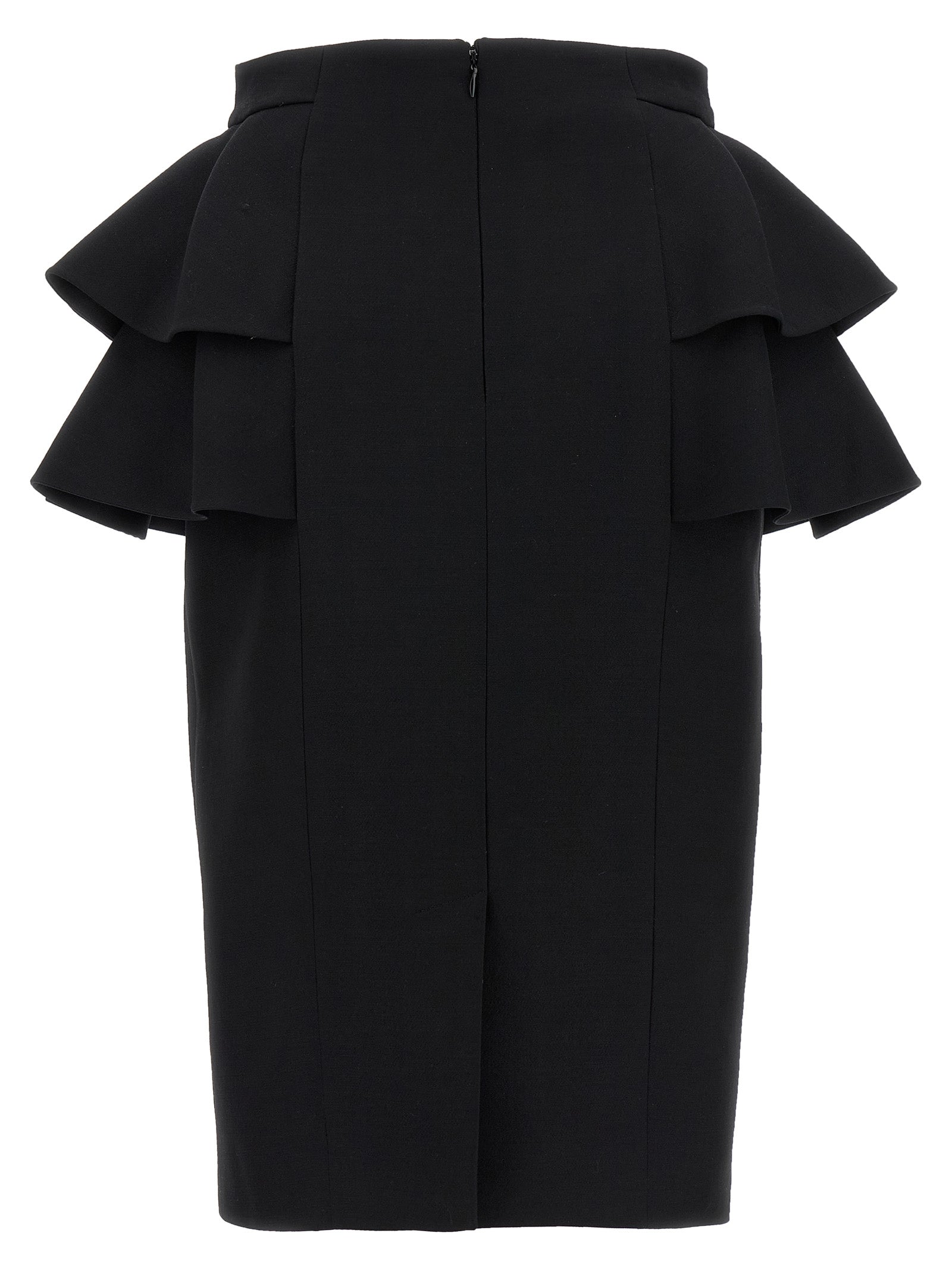 Black Virgin Wool Midi Skirt