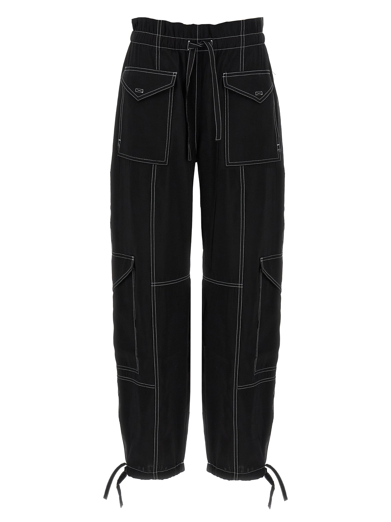 Black Viscose Casual Pants
