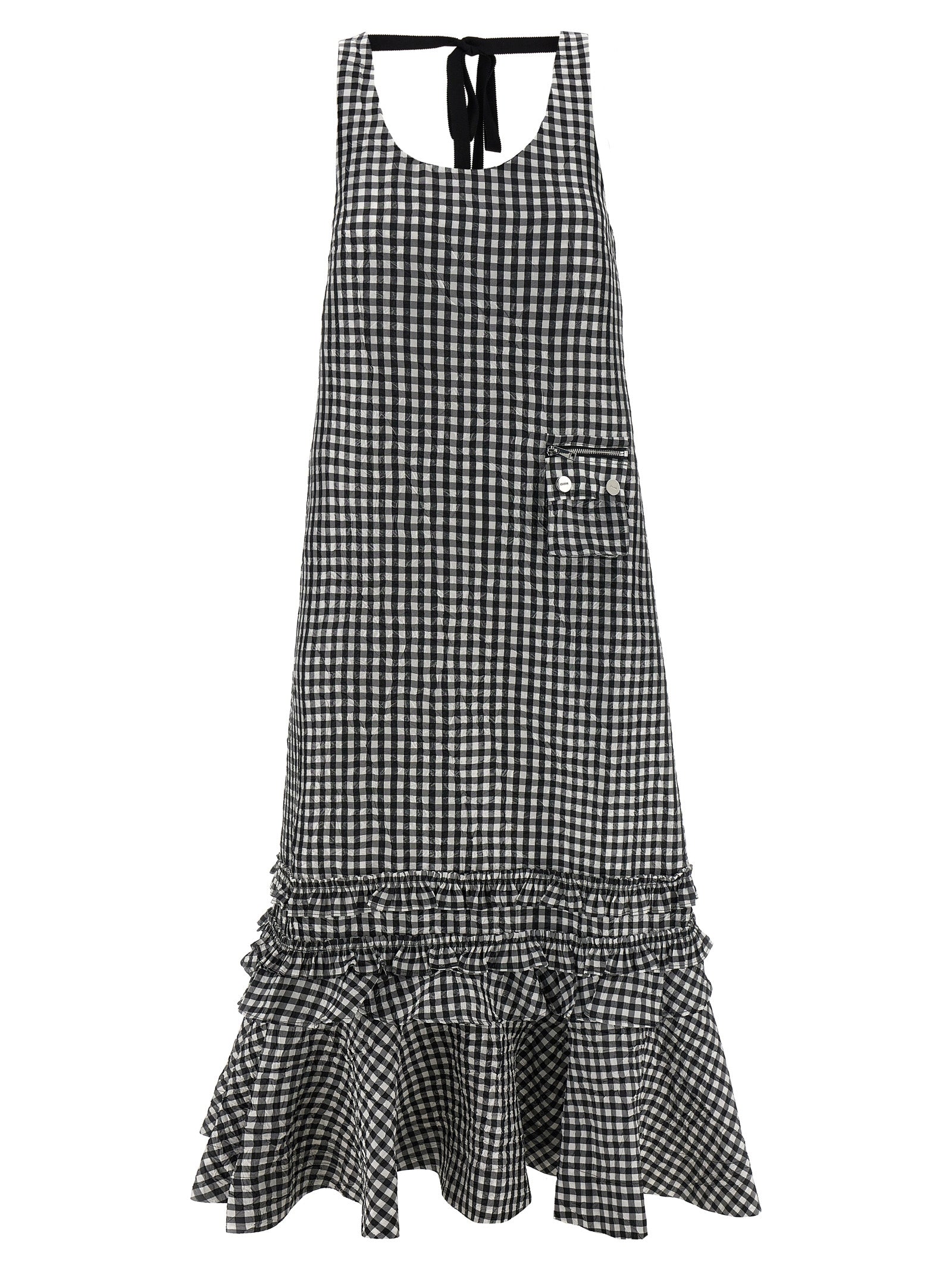 Black Polyester Midi Dress