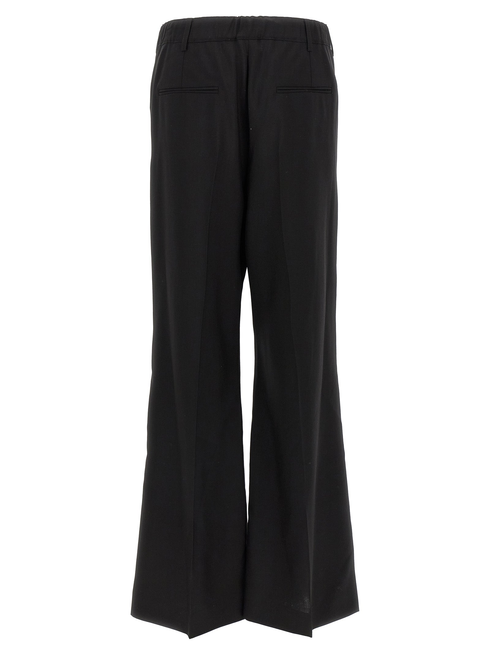 Black Virgin Wool Casual Pants