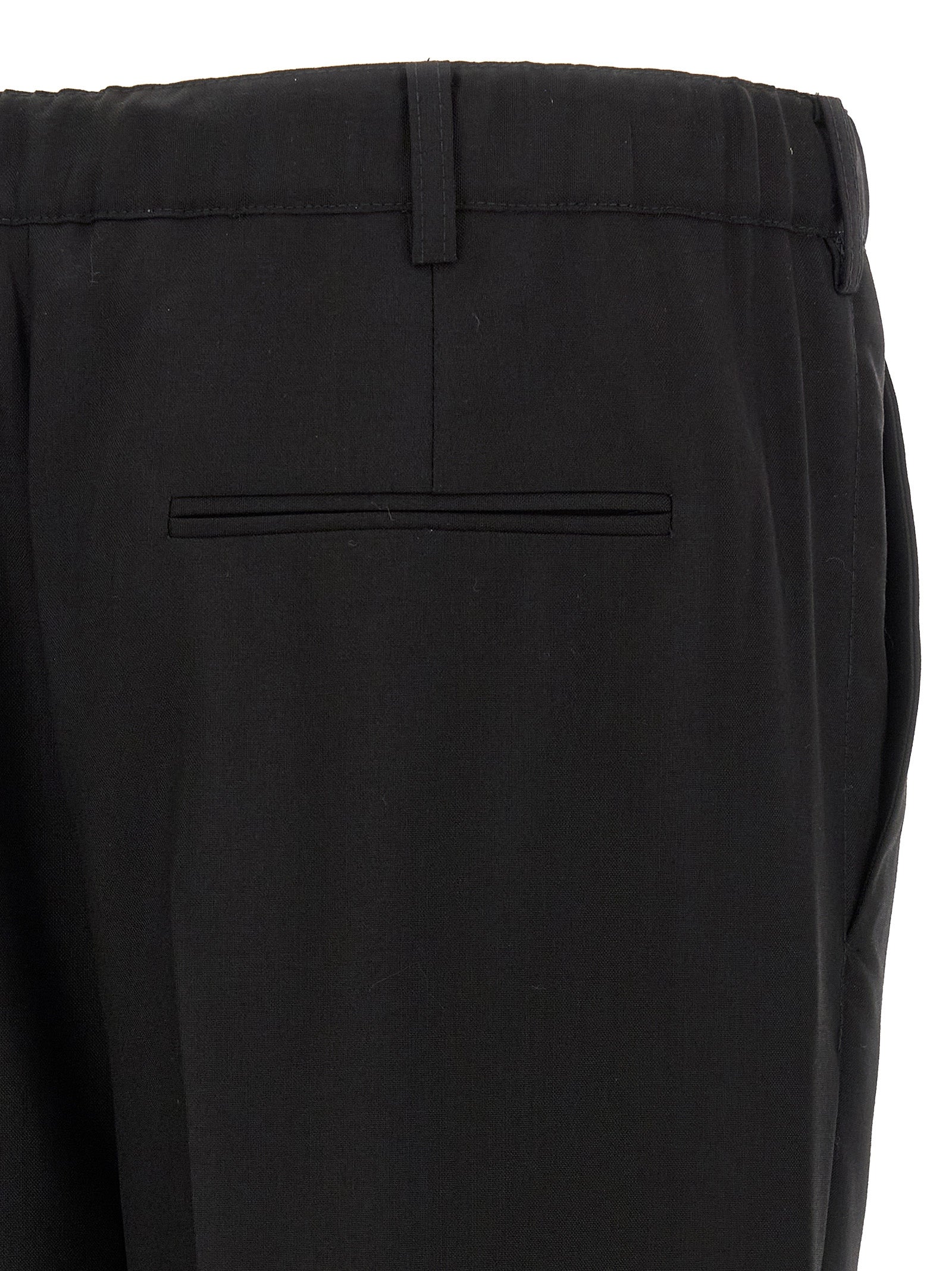 Black Virgin Wool Casual Pants
