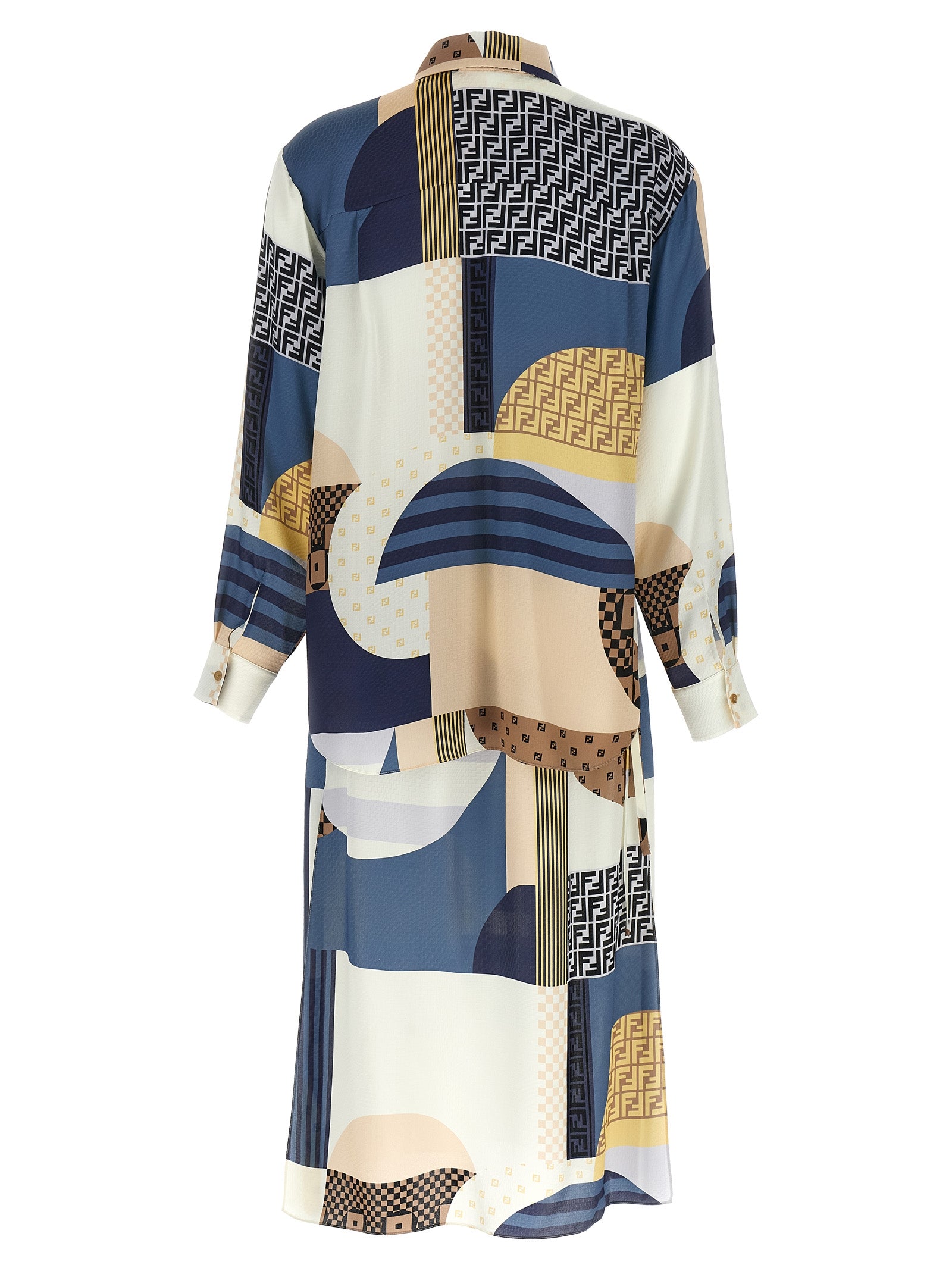 Fendi Multicolor Silk Midi Dress