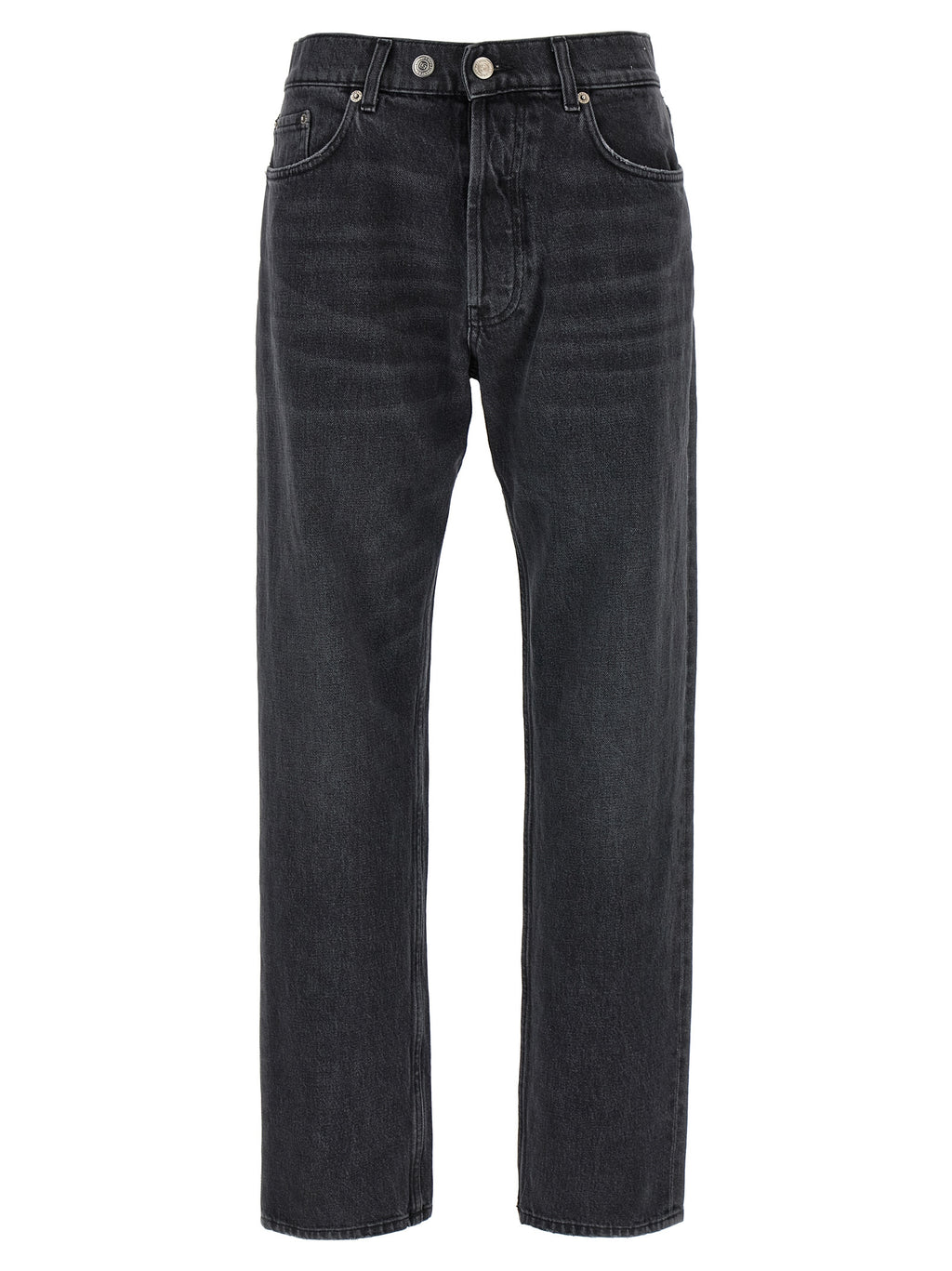 Gray Cotton Straight-Leg Jeans