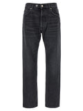 Gray Cotton Straight-Leg Jeans