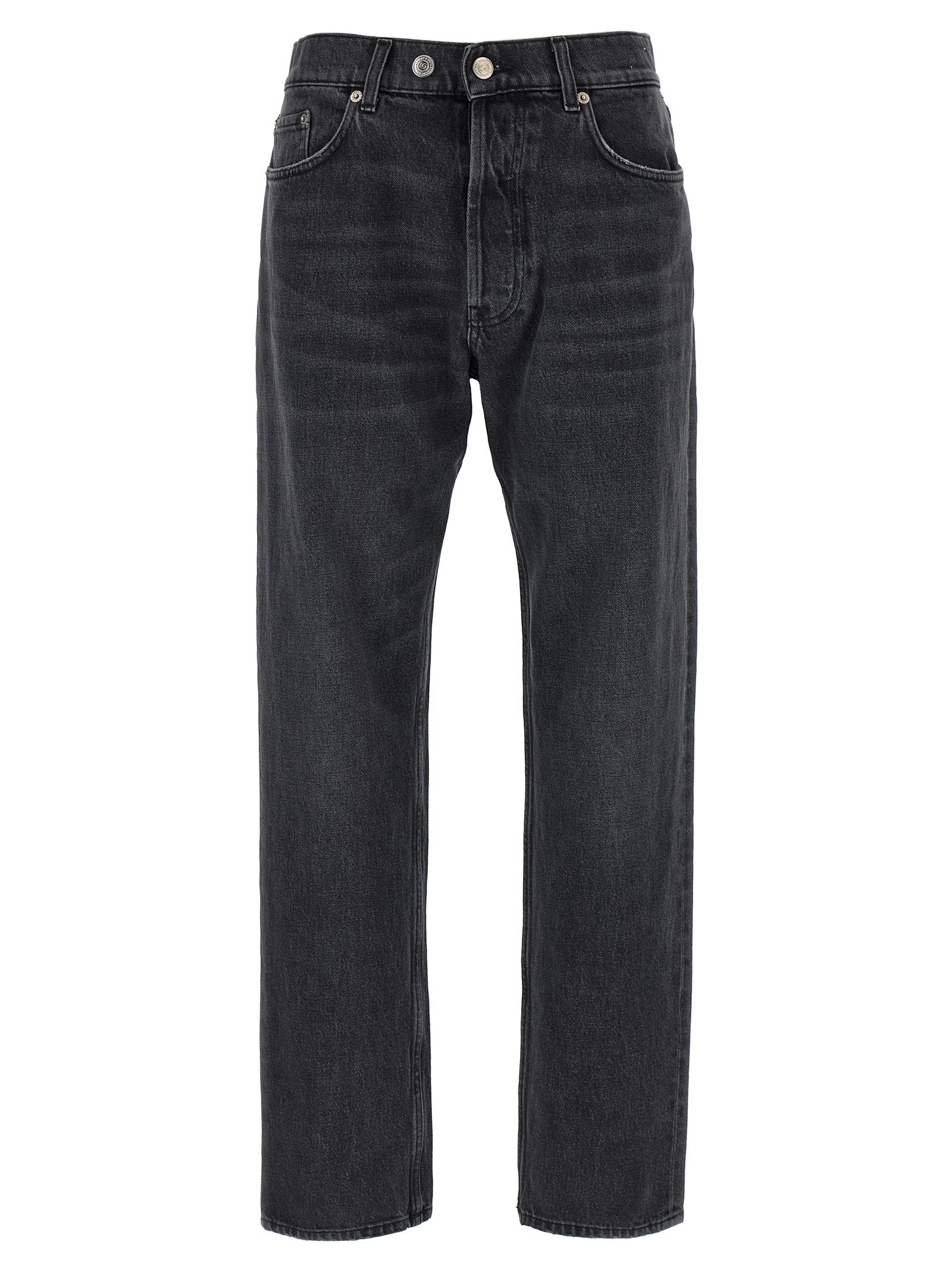 Gray Cotton Straight-Leg Jeans