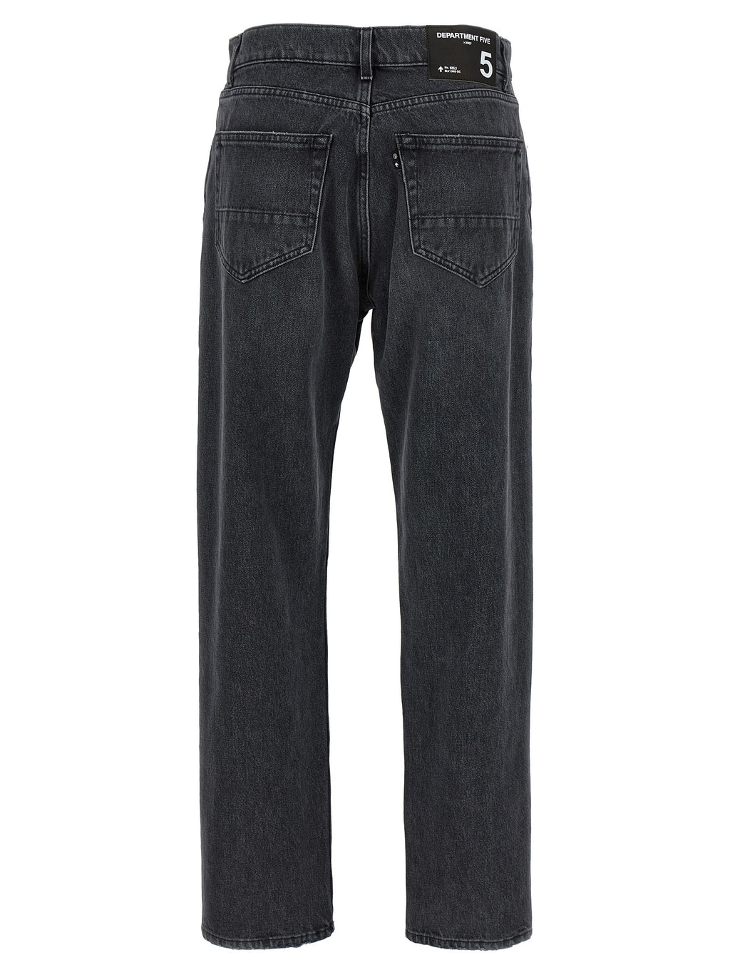 Gray Cotton Straight-Leg Jeans