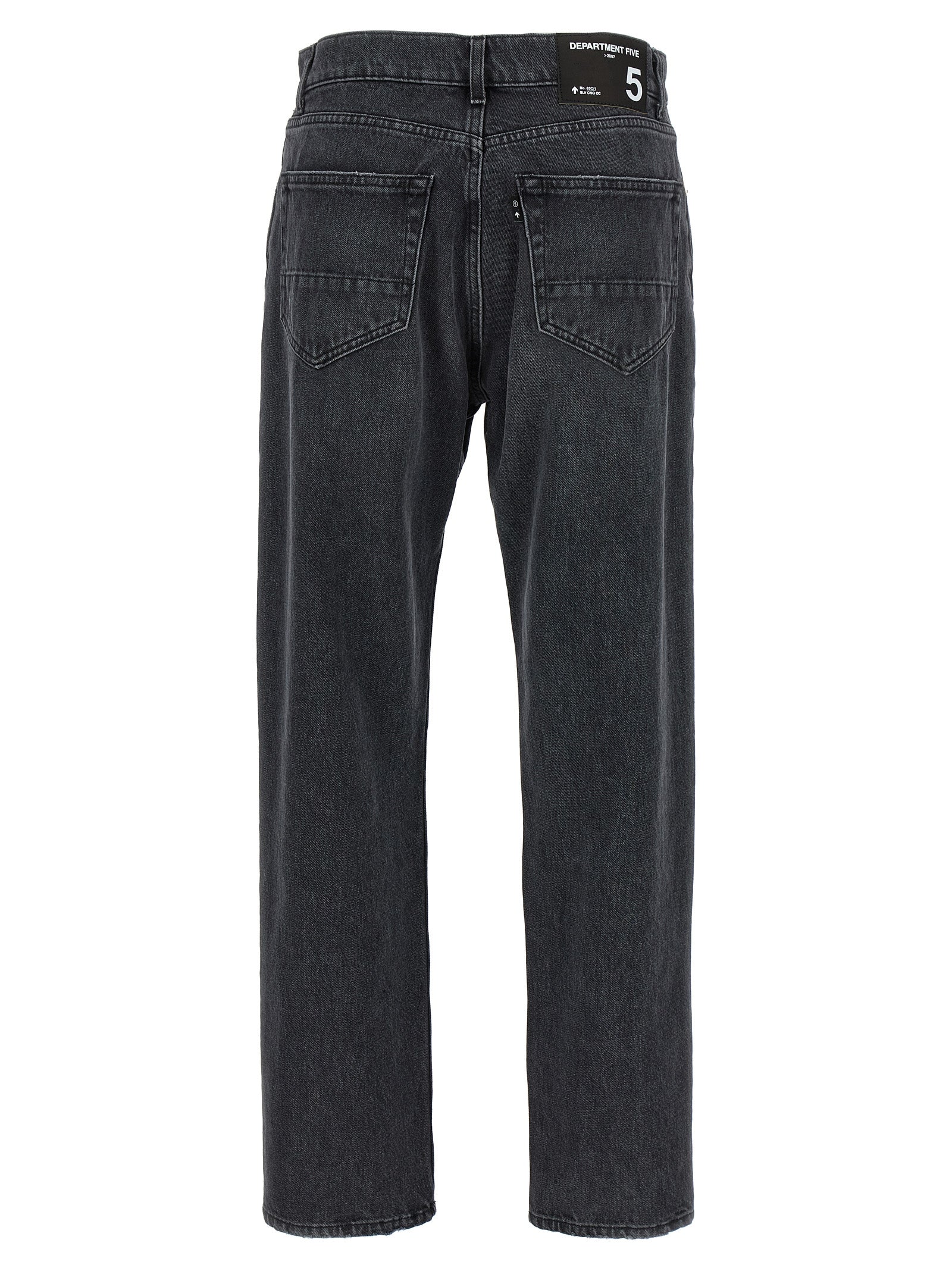 Gray Cotton Straight-Leg Jeans