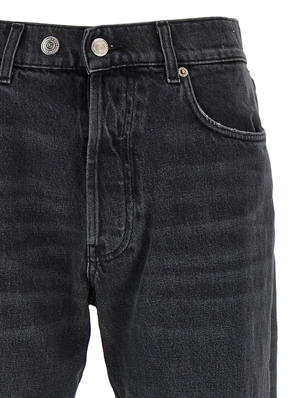 Gray Cotton Straight-Leg Jeans