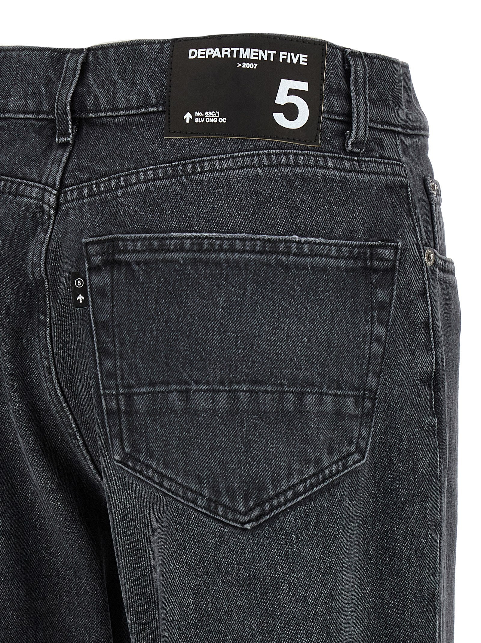 Gray Cotton Straight-Leg Jeans