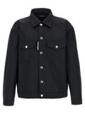 Black Polyester Full-Length Jacket