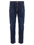 Blue Cotton Straight-Leg Jeans