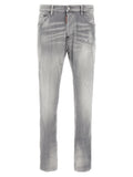 Gray Cotton Straight-Leg Jeans